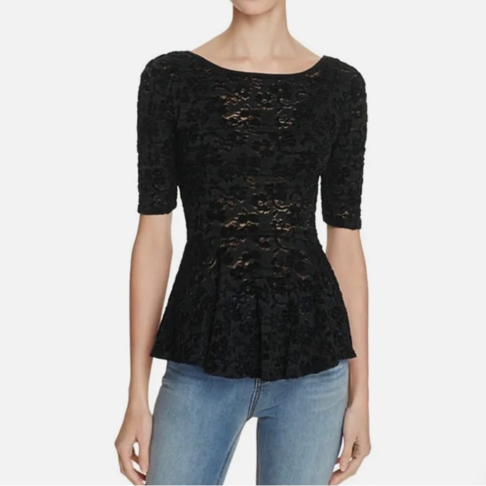 Free People Black Peplum Top